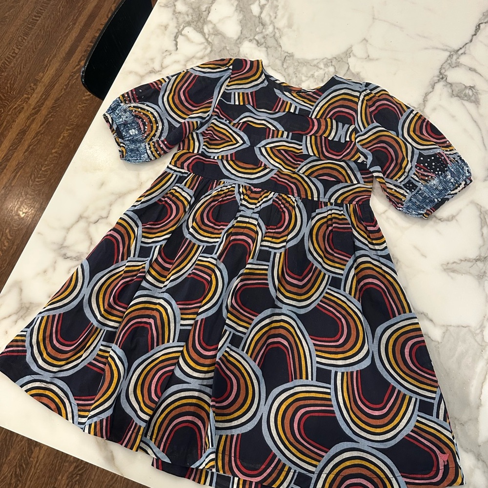 Pink Chicken Rainbow Swirl Kids Dress
